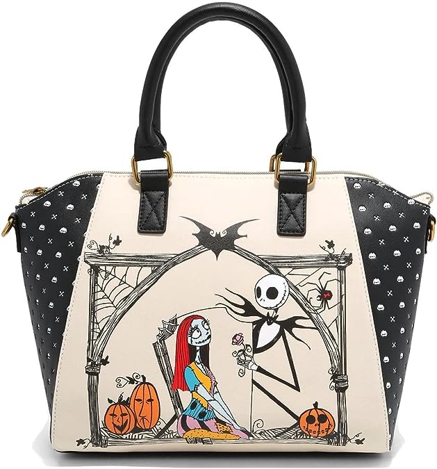 Loungefly The Nightmare Before Christmas Tote Bag Jack & Sally Pumpkin Graveyard Satchel Bag - Mad Halloween