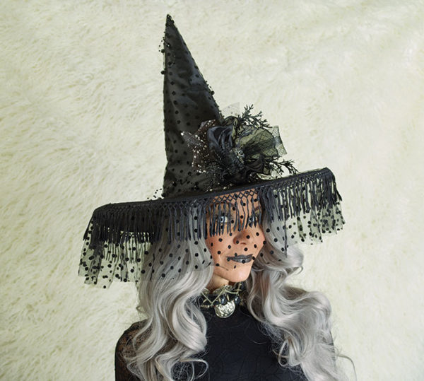 Black Witch Hat With Skull On Brim - Mad Halloween