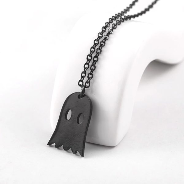 Halloween Spooky Ghost Necklace, Black - Mad Halloween