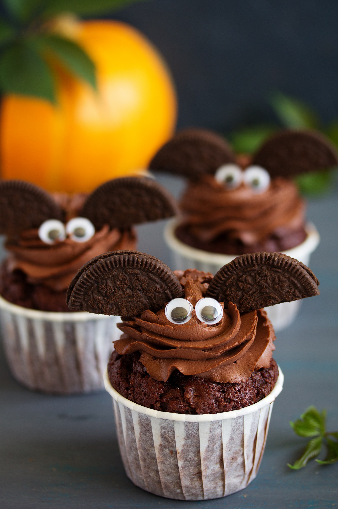 Bat Wing Chocolate Halloween Cupcakes