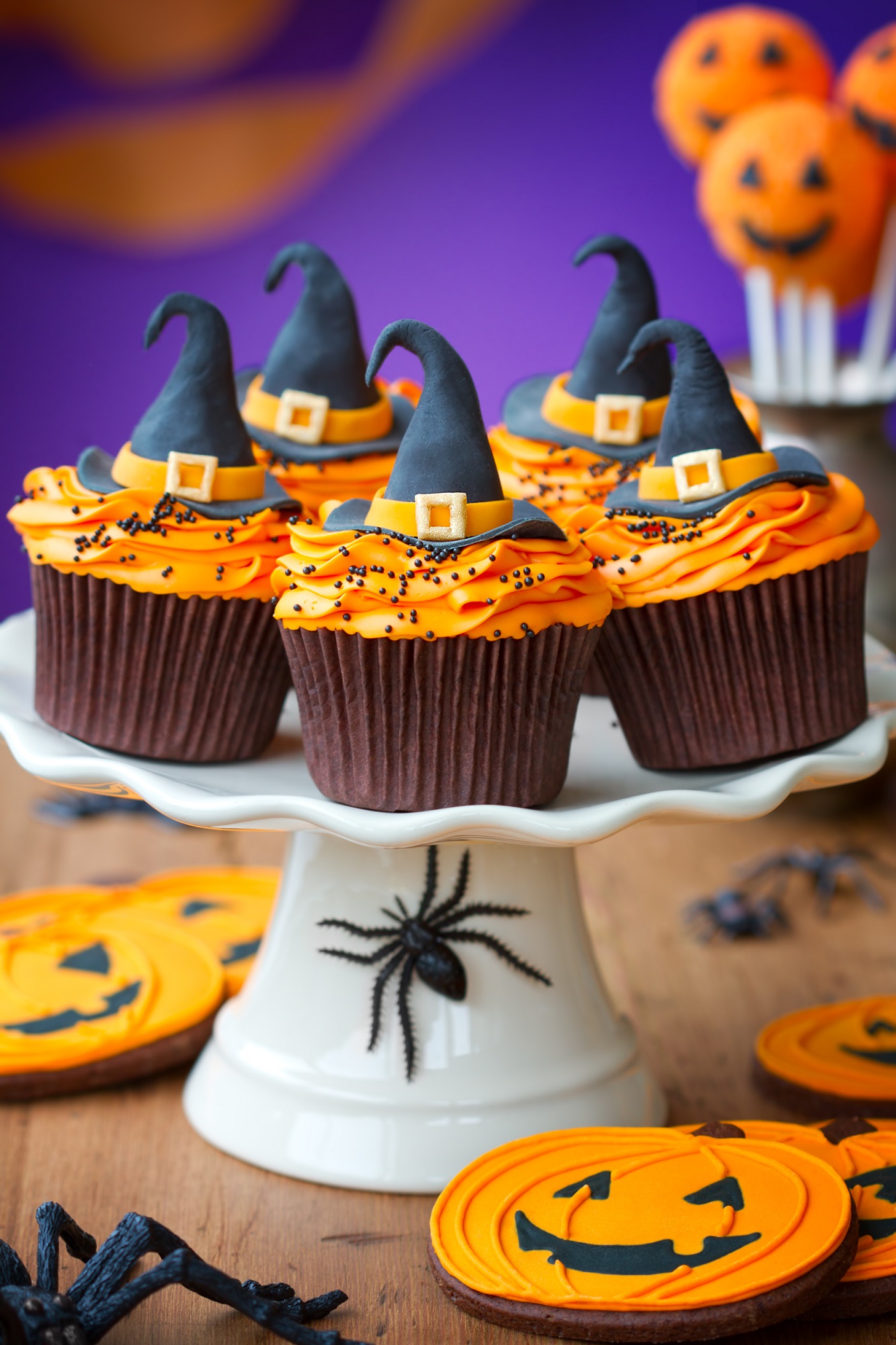 Orange Halloween Witches Hat Cupcakes