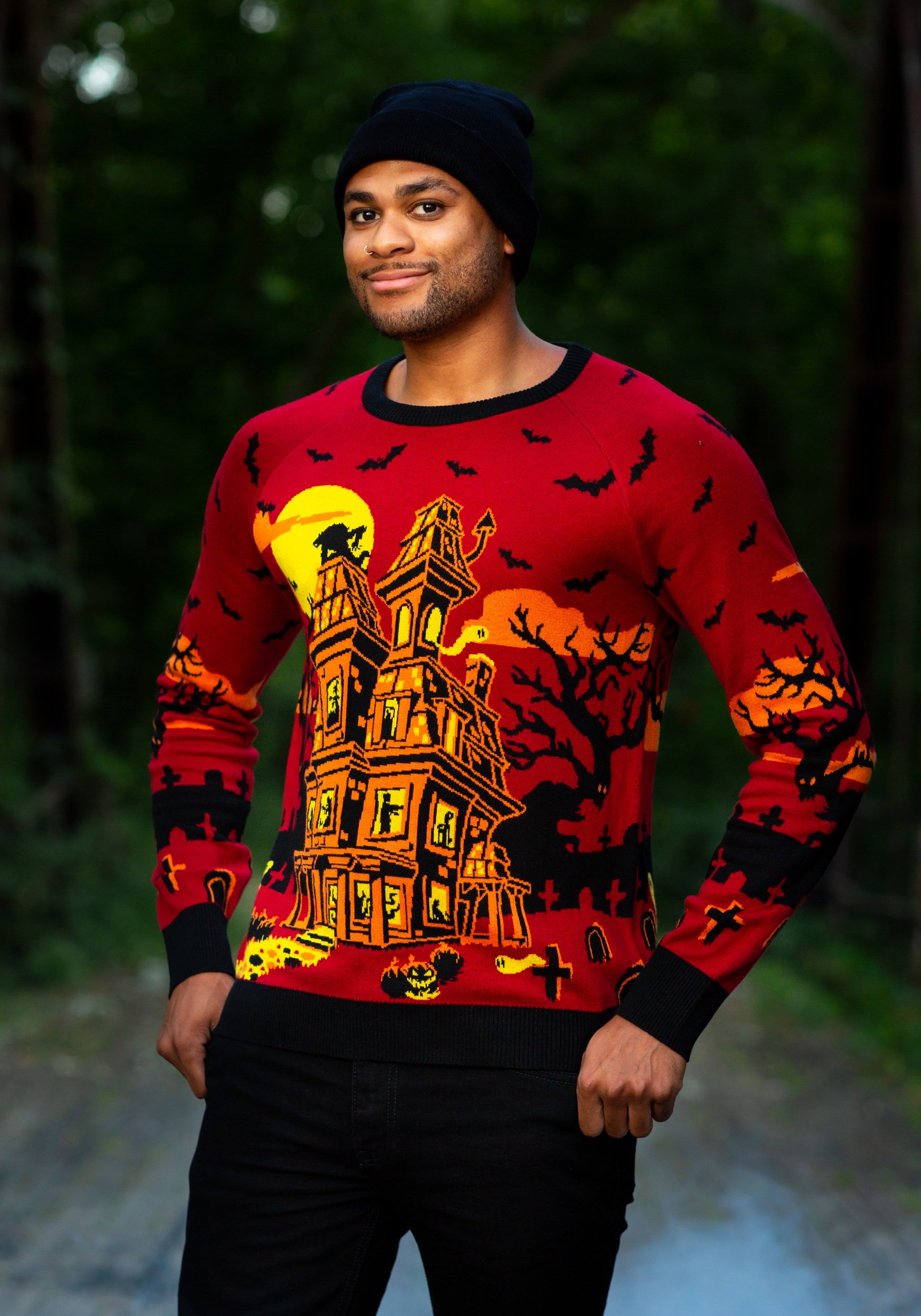Haunted House Adult Ugly Halloween Sweater