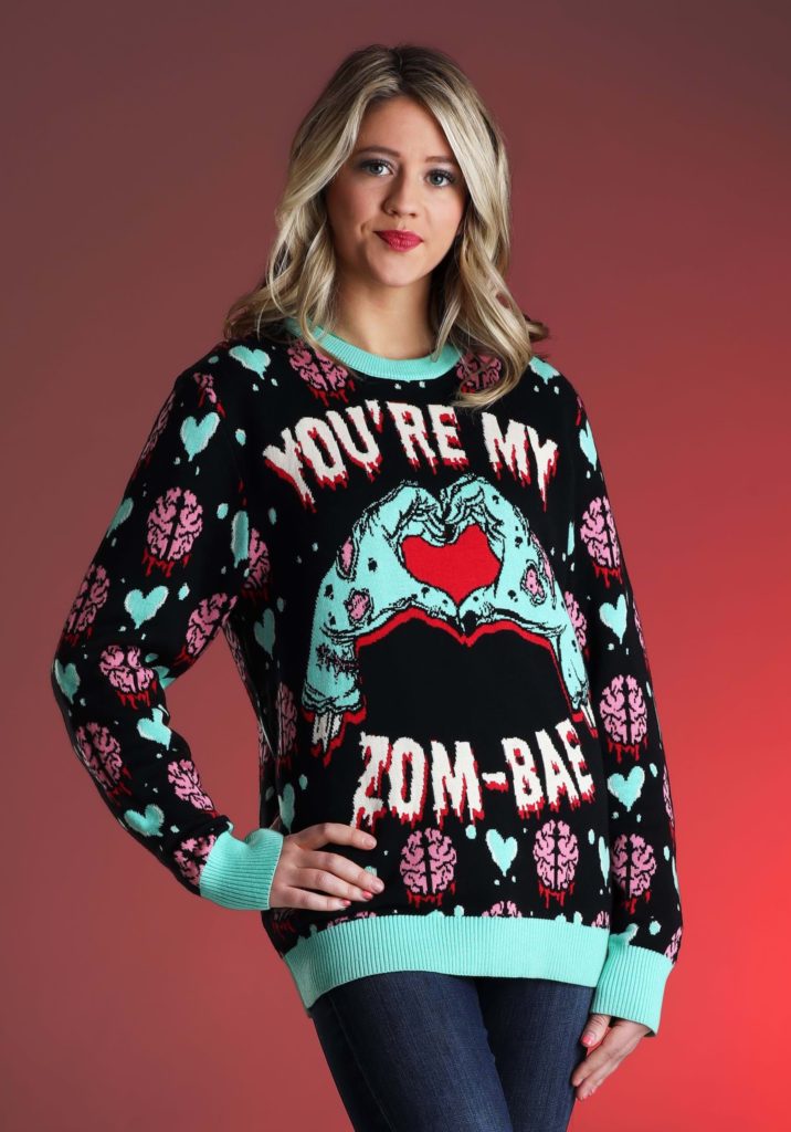 You're My Zom-Bae Valentines Day Adult Halloween Zombie Sweater - Mad Halloween
