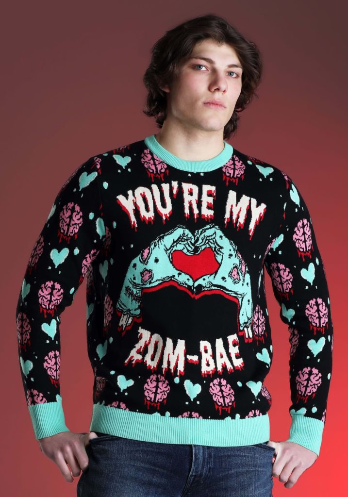 You're My Zom-Bae Valentines Day Adult Halloween Zombie Sweater - Mad Halloween