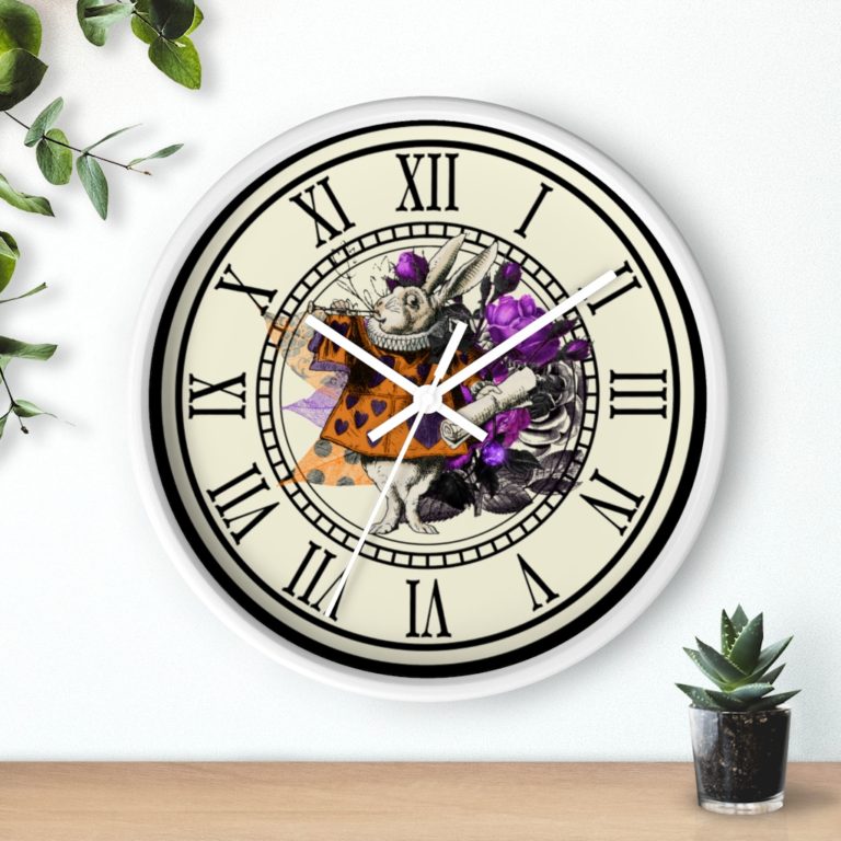 White Rabbit Victorian Wall Clock Alice In Wonderland - Mad Halloween