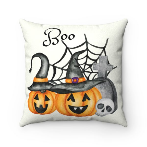 Boo Jack O'Lantern Faux Suede Pillow