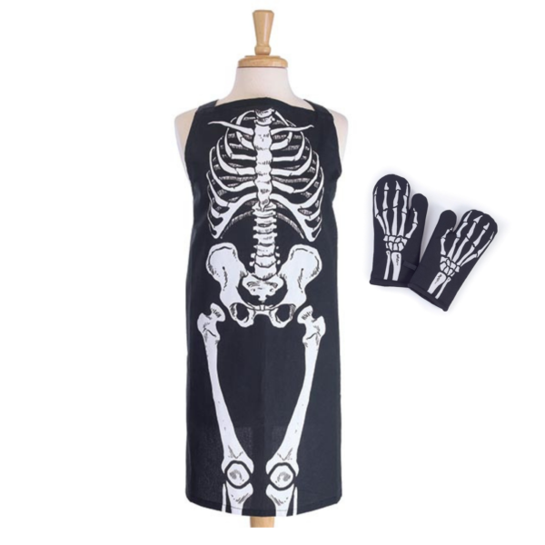 Adult Skeleton Apron With Oven Mitts - Mad Halloween