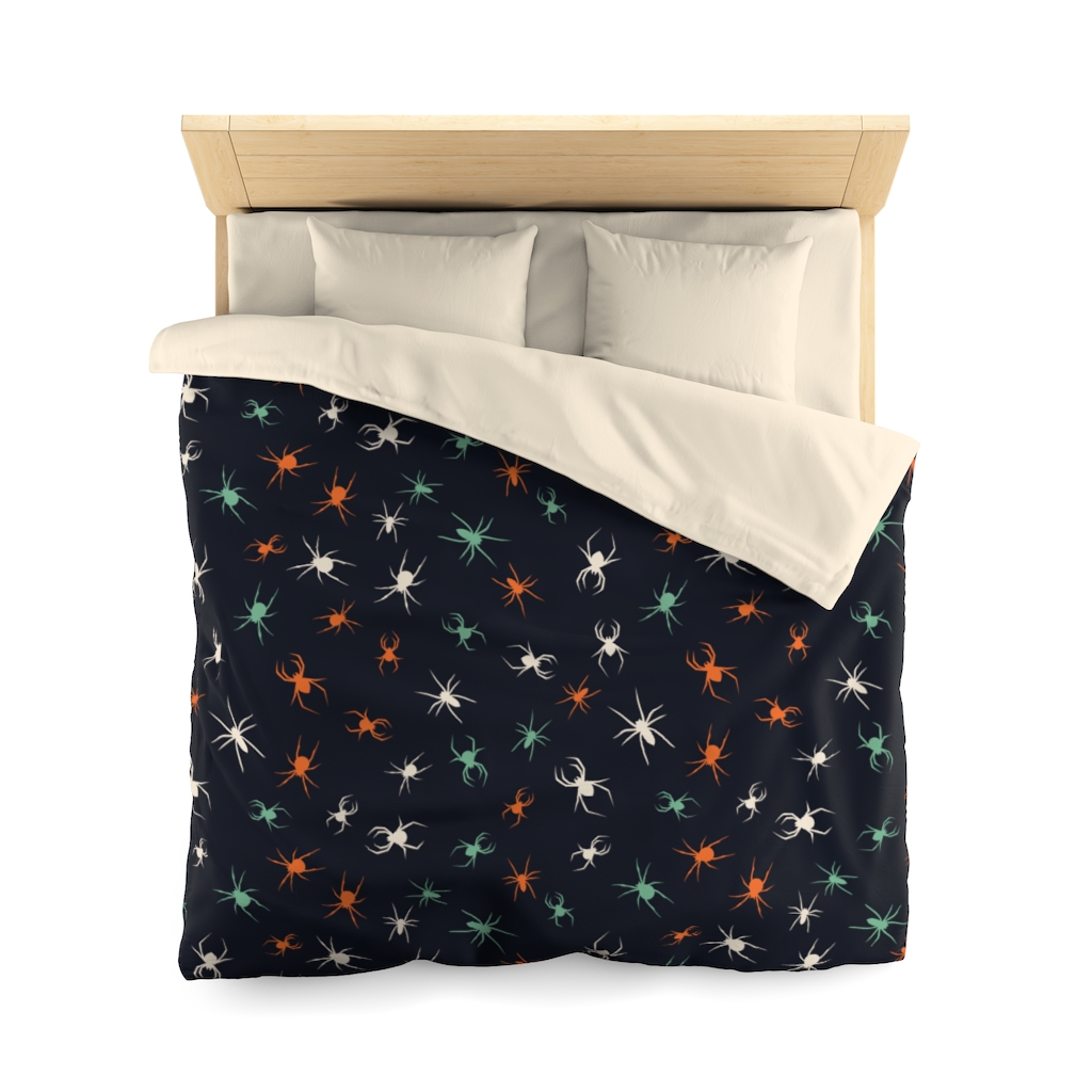 Spooky Spiders Duvet Cover, Queen, Twin - Halloween Bedding Spook Halloween Decor