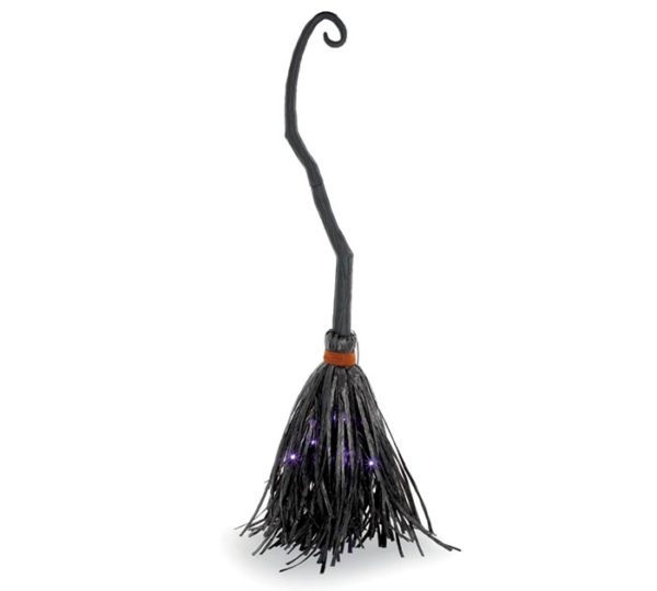 Black Witches Broom With Purple Lights - Mad Halloween