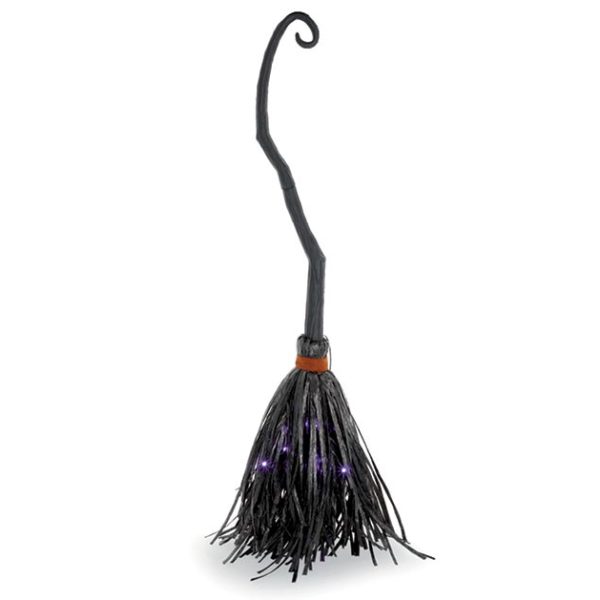 Black Witches Broom With Purple Lights - Mad Halloween