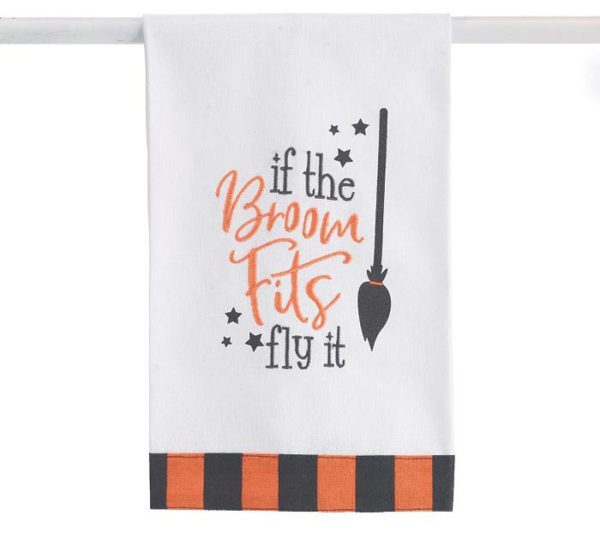 If The Broom Fits, Fly It Witches Tea Towel For Halloween