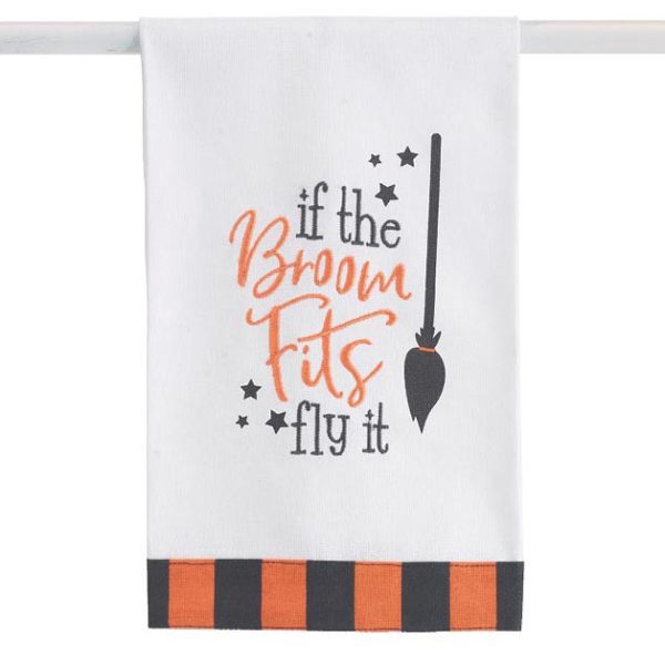 If The Broom Fits, Fly It Witches Tea Towel For Halloween