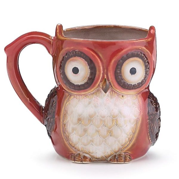 Cute Red Owl Mug Porcelain 14oz