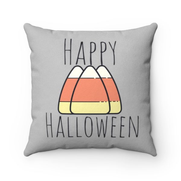 Happy Halloween Candy Corn Faux Suede Pillow - Mad Halloween