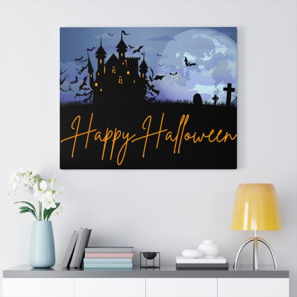 Happy Halloween Haunted House Wall Art Canvas