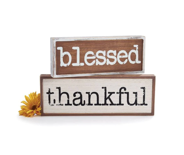 Thanksgving Decor Blessed & Thankful Fall Signs Set of 2 - Mad Halloween