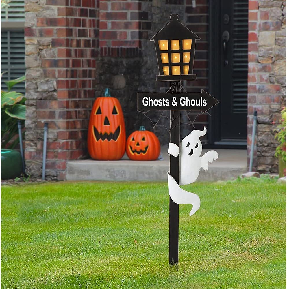 Lighted Ghosts & Ghouls Large Halloween Yard Stake Decoration