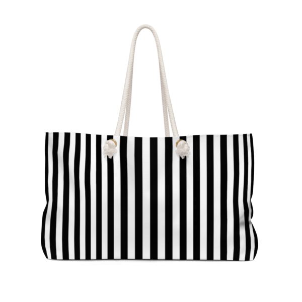 Black & White Striped Halloween Weekender Tote Bag - Image 2