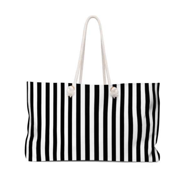 Black & White Striped Halloween Weekender Tote Bag - Mad Halloween