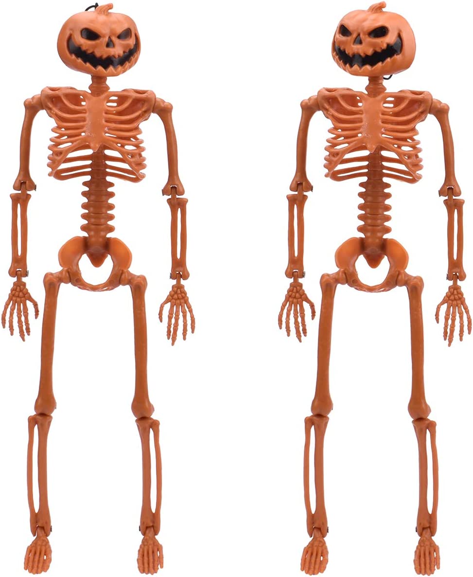 Pumpkin Head Orange Posable Skeletons - Mad Halloween
