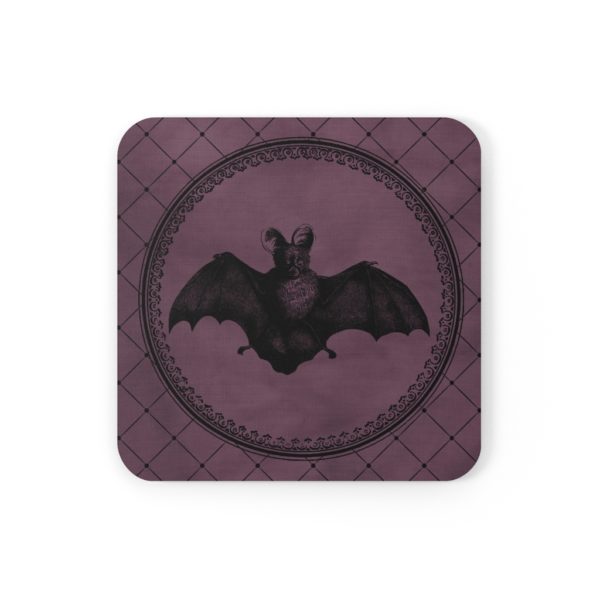 Gothic Victorian Style Bat Corkwood Coaster Set - Mad Halloween