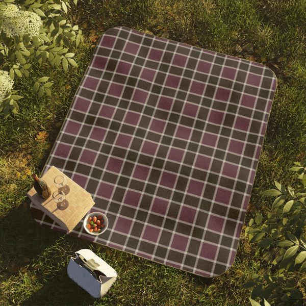 Purple & Black Plaid Outdoor Picnic Blanket - Mad Halloween