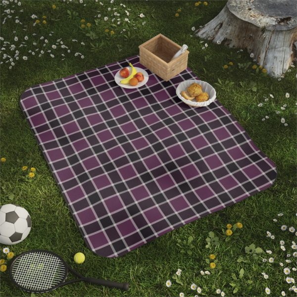 Purple & Black Plaid Outdoor Picnic Blanket - Mad Halloween