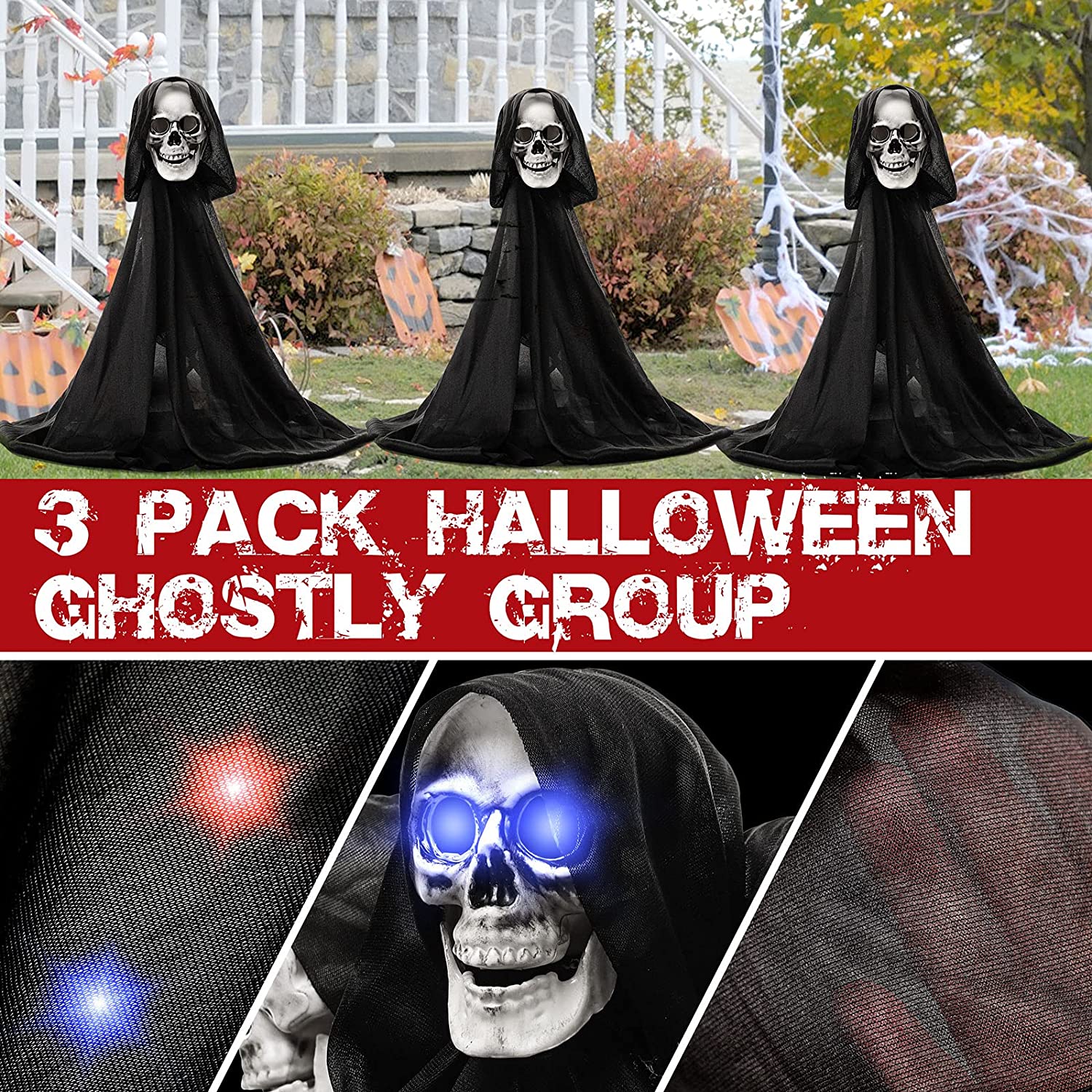 Ghost Outdoor Decorations Halloween Yard Stake Set of 3