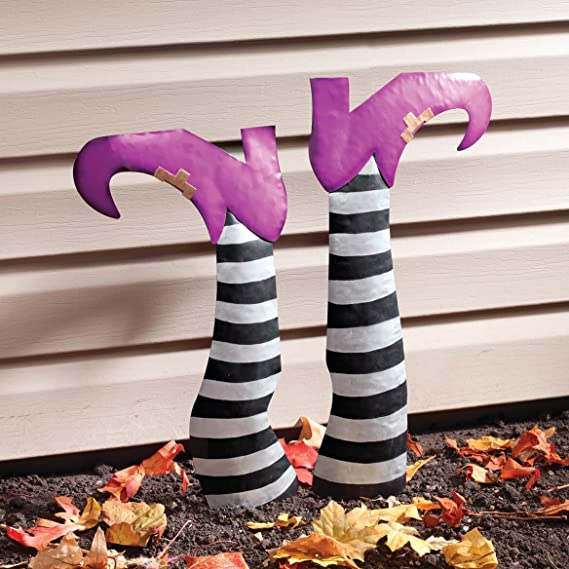 Metal Witch Witches Legs Halloween Stake Decoration