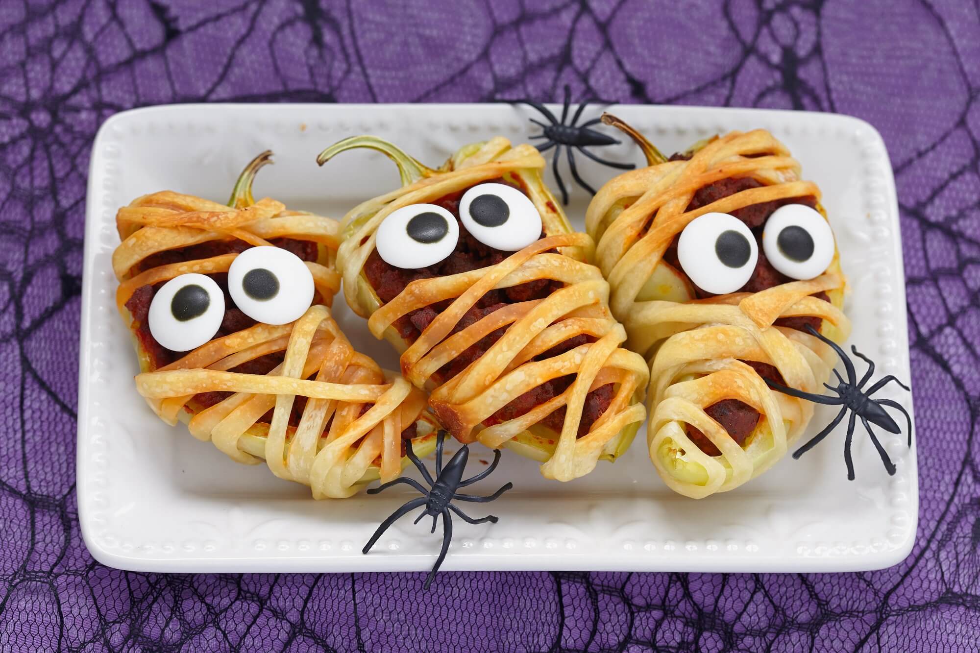 Salsa Stuffed Halloween Jalapeno Popper Mummies - Mad Halloween