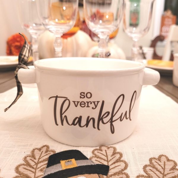 Thanksgiving Soup Bowl 'So Very Thankful' Ceramic - Mad Halloween