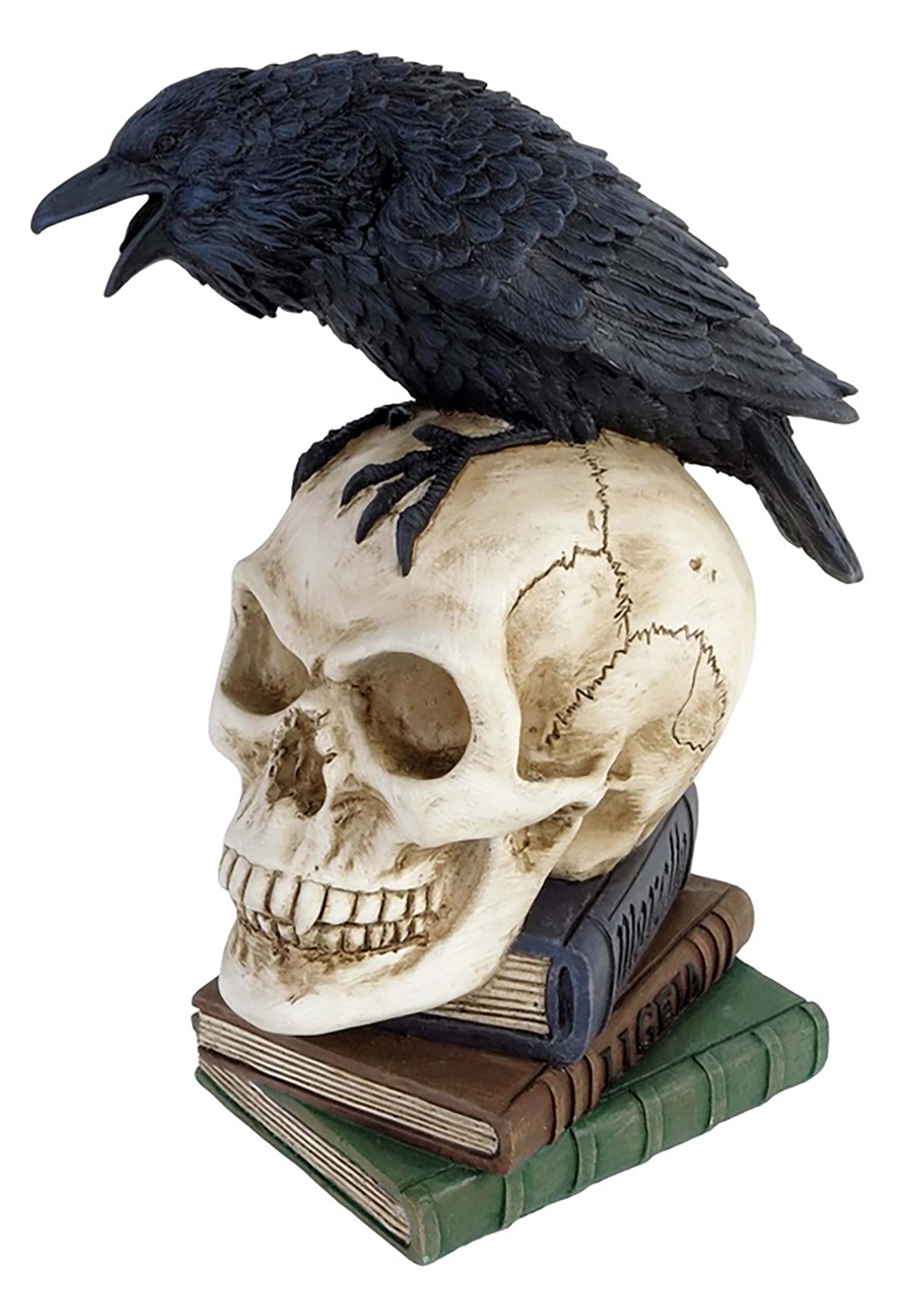 Edgar Allan Poe's 8" Raven Skull Decoration