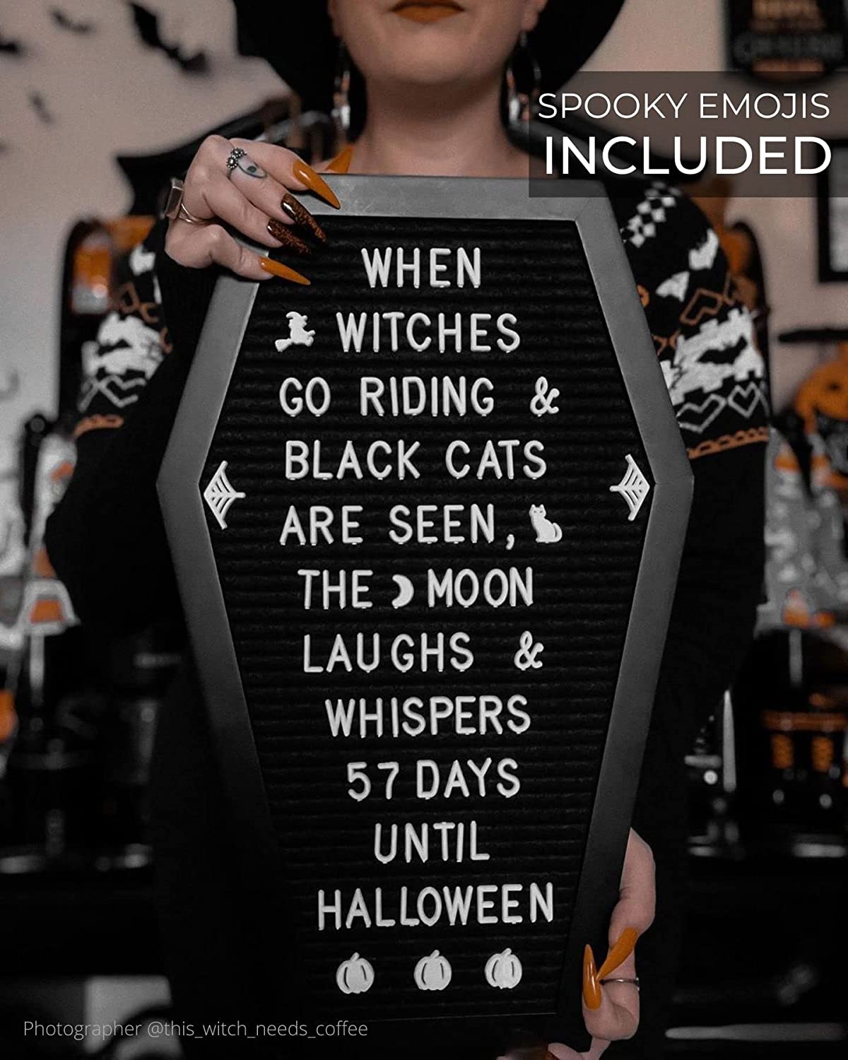 Gothic Decor Message Board With Spooky Emojis - 500 White Characters