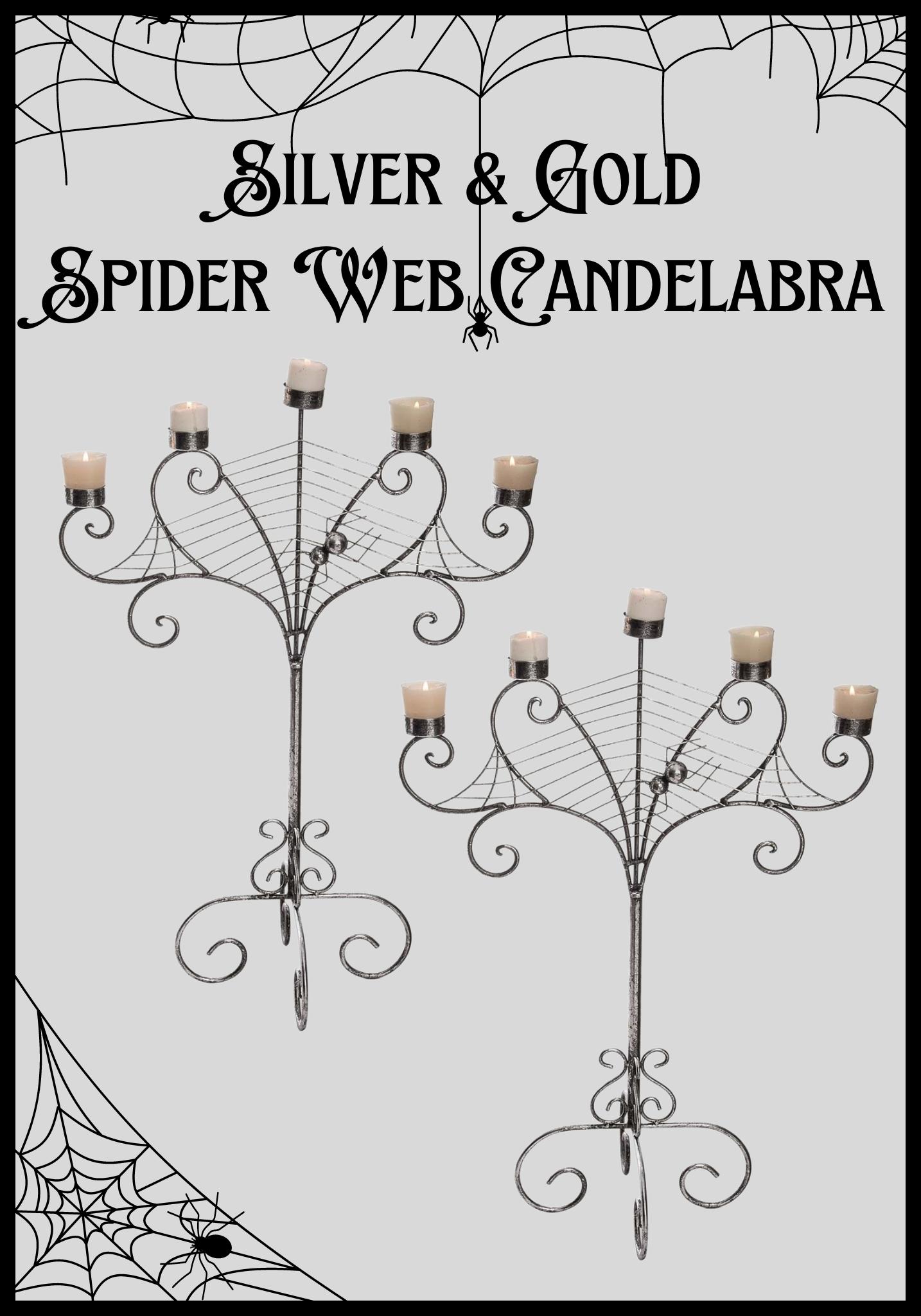 Scary Halloween Decor - Spider Web Candelabra - Mad Halloween