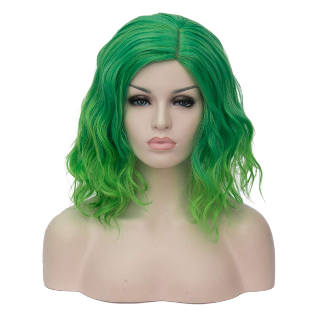Women's Green Short Wavy Wig Halloween for Beetlejuice Costume