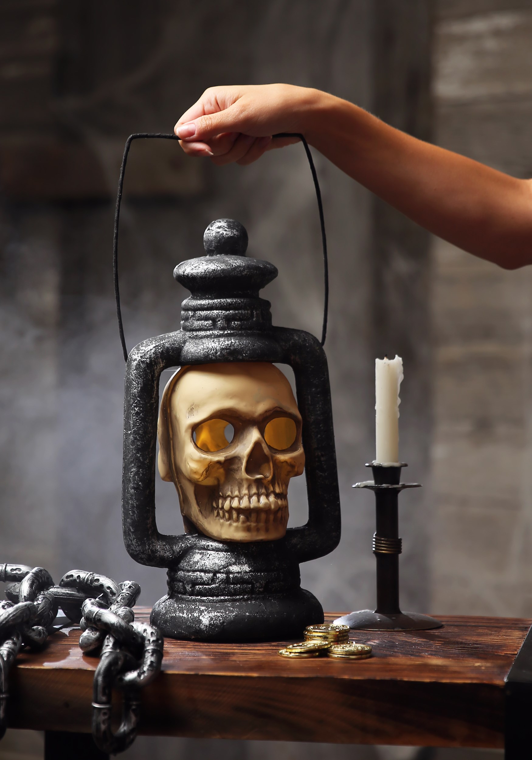 Light Up Skull Lantern Halloween Decoration Scary Decor