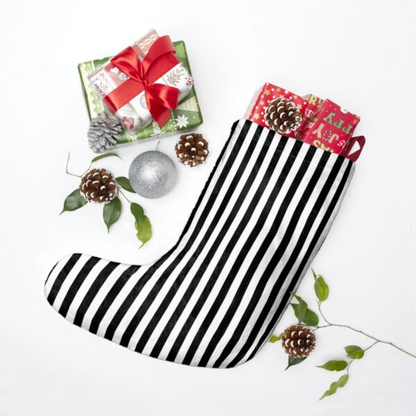 Black and White Striped Christmas Stocking