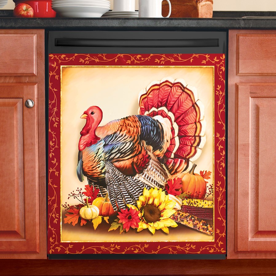 Fall Floral Thanksgiving Home Decor Turkey Dishwasher Magnet Decoration