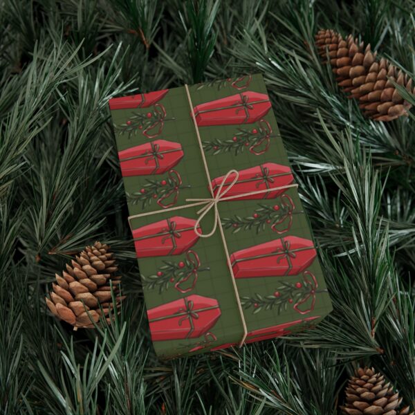 Spooky Coffin Christmas Wrapping Paper - Mad Halloween