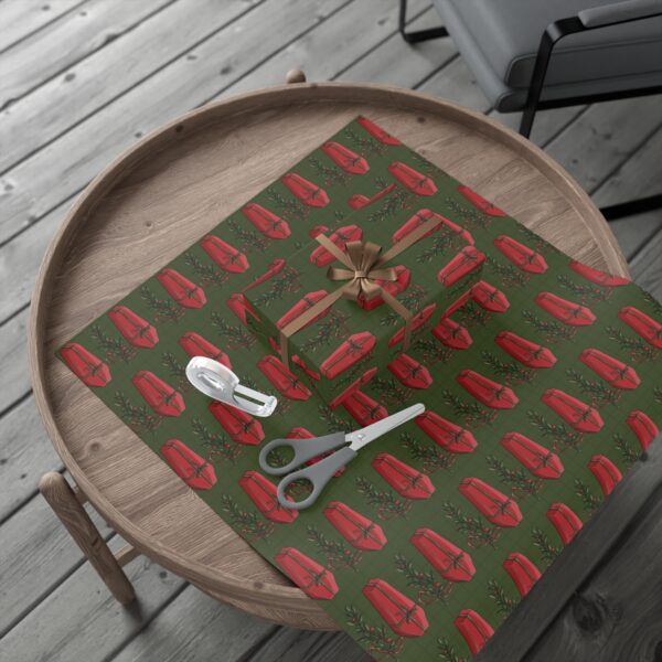 Spooky Coffin Christmas Wrapping Paper