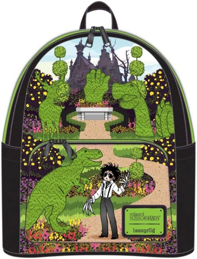 Loungefly Edward Scissorhands Backpack Topiary Womens Double Strap Shoulder Bag Purse Halloween Tim Burton Backpack