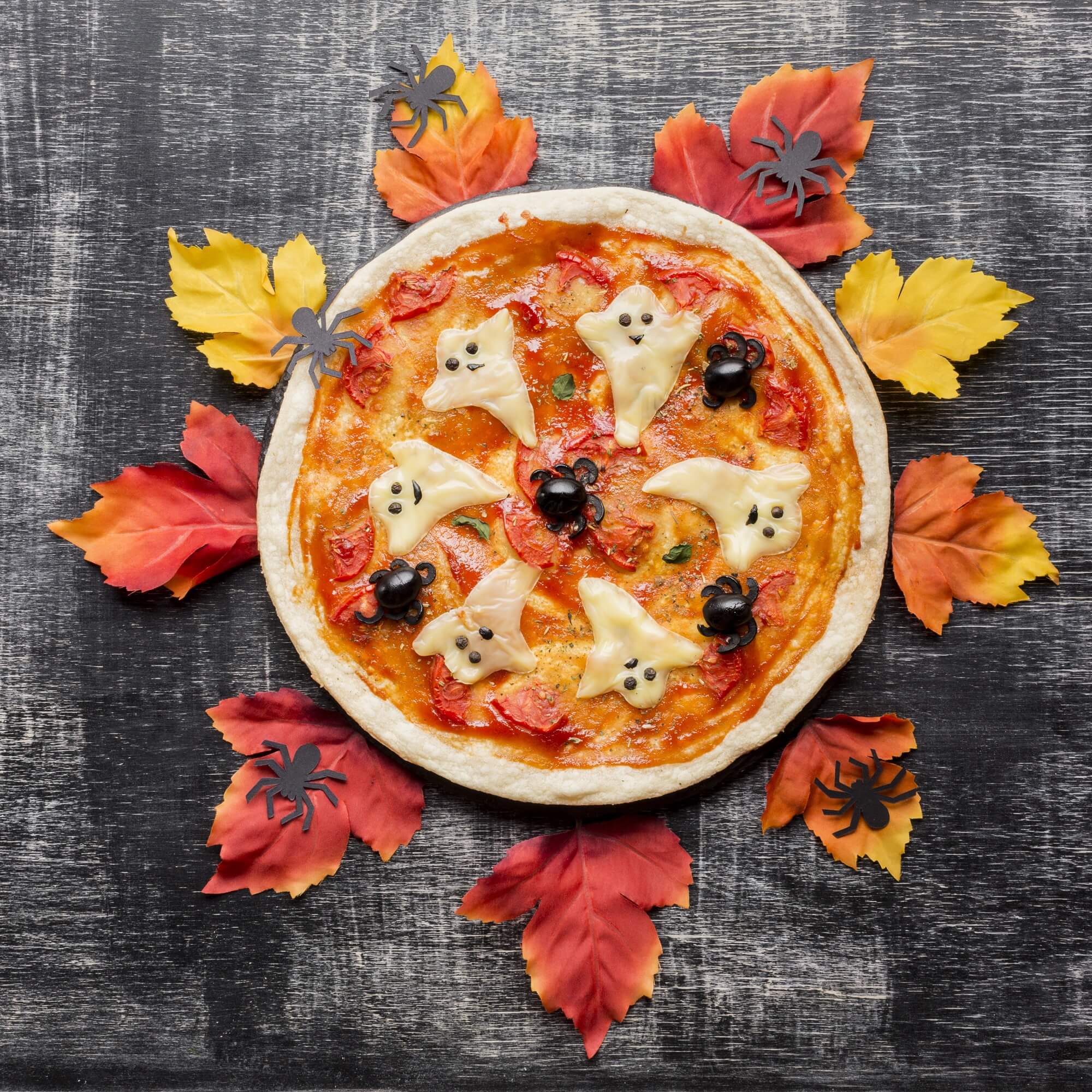 Halloween Pizza Ideas Halloween Food Ghost and Spider Pizza