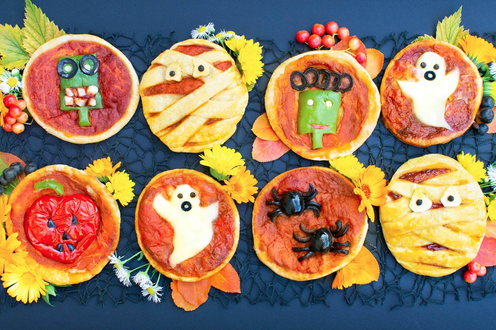 Halloween Party Food - Halloween Mini Pizzas