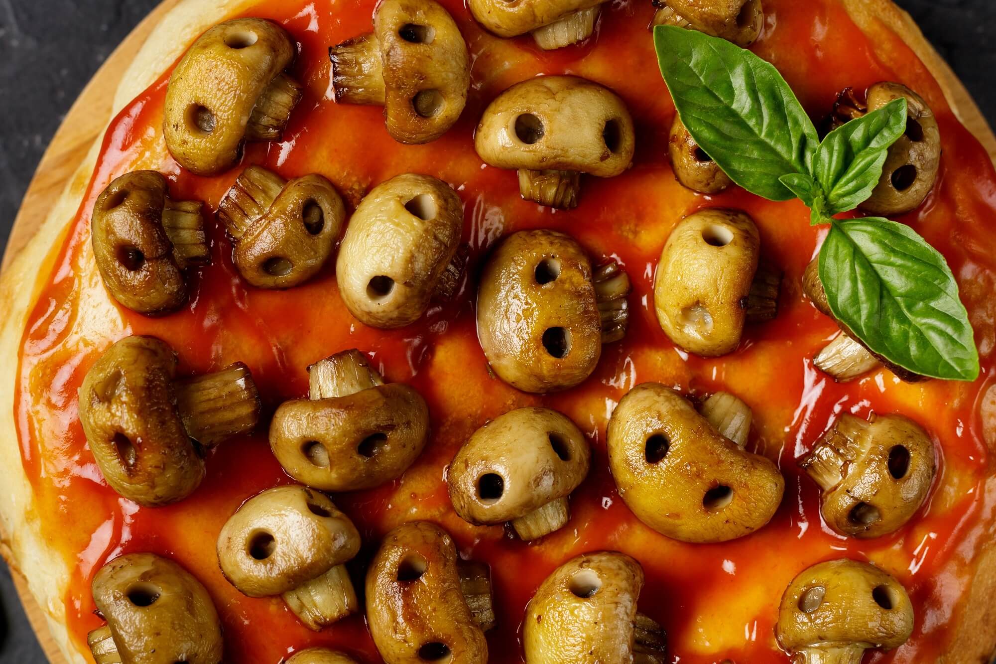 Halloween Pizza Ideas for the Spooky Season - Mushroom Monsters Pizza