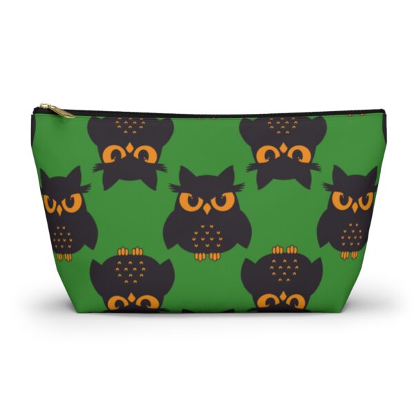 Halloween Owl Accessory Pouch, Pencil Case, Purse or Makeup Bag, Green, Black, Yellow