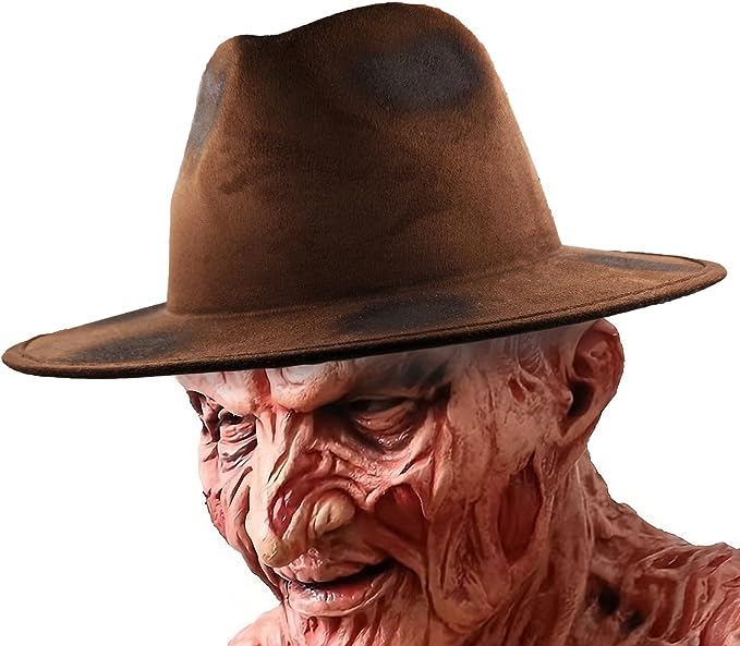 Freddy Krueger Hat Accessory Brown Fedora Hat for Adults Halloween Costume Accessory with Burned and Tattered