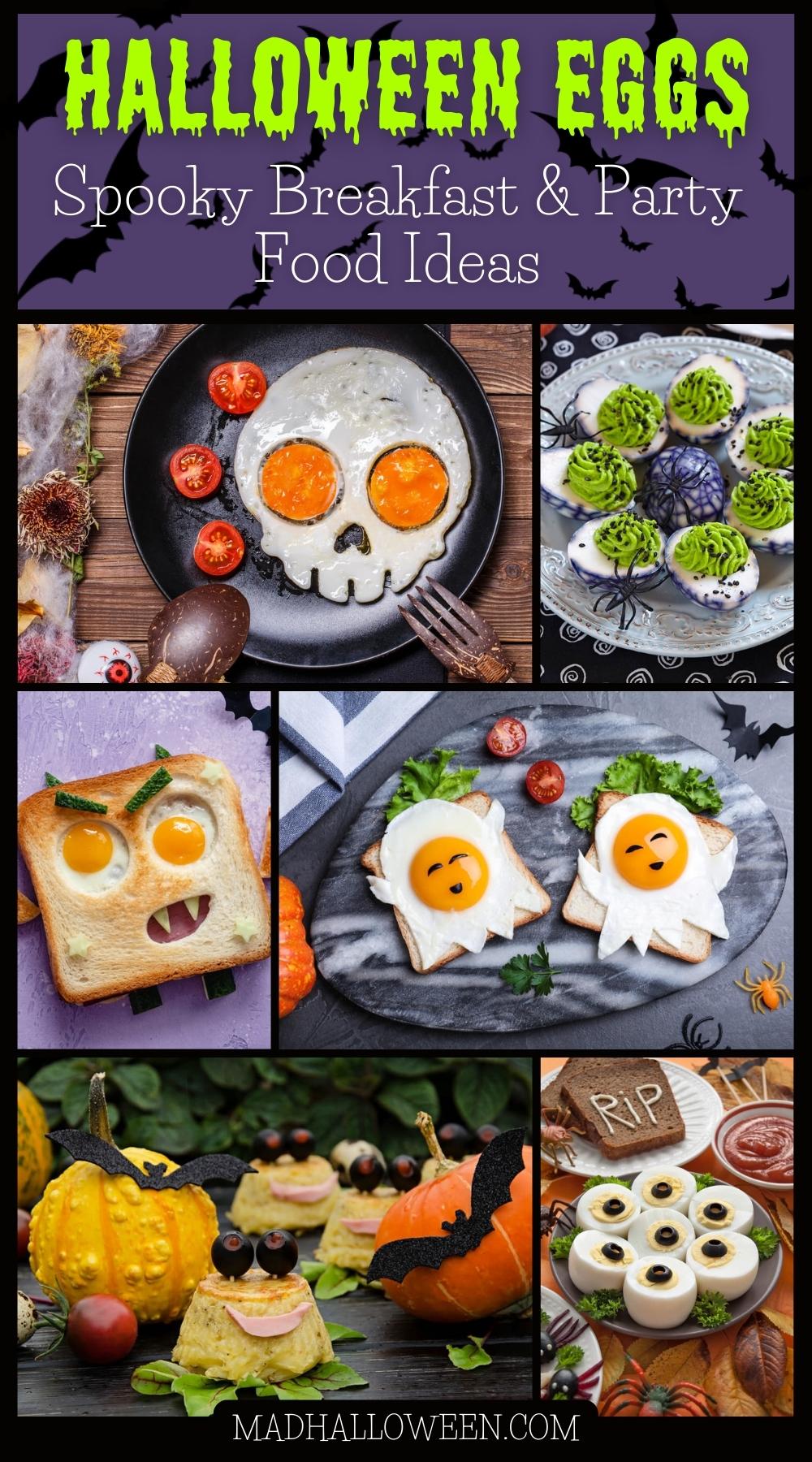 Halloween Eggs Spooky Breakfast & Party Food Ideas - Deviled Eggs - Ghost Eggs 