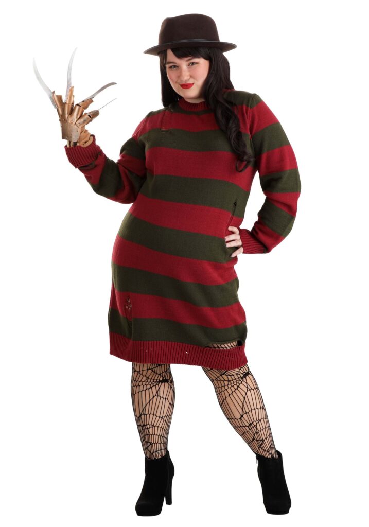 Women's Plus Size Freddy Krueger Sweater Dress Costume for Halloween
