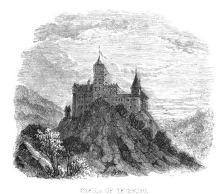 Charles Boner Illustration of Bran Castle (Also known as Törzburg, Toerzburg, Terzburg Castle) - Mad Halloween