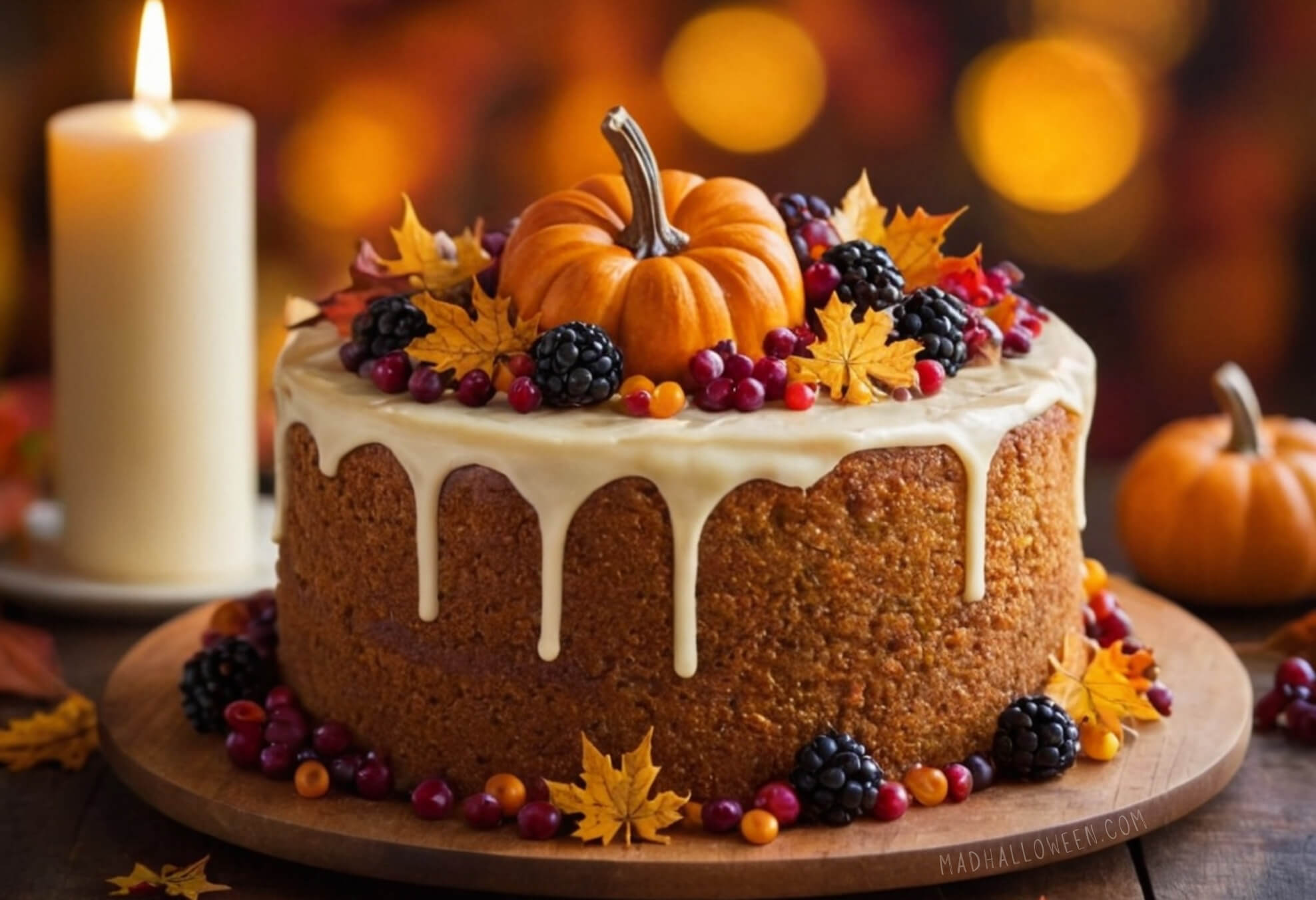 Iced Pumpkin Fall Cake - Great Thanksgiving Cake Idea - Mad Halloween 